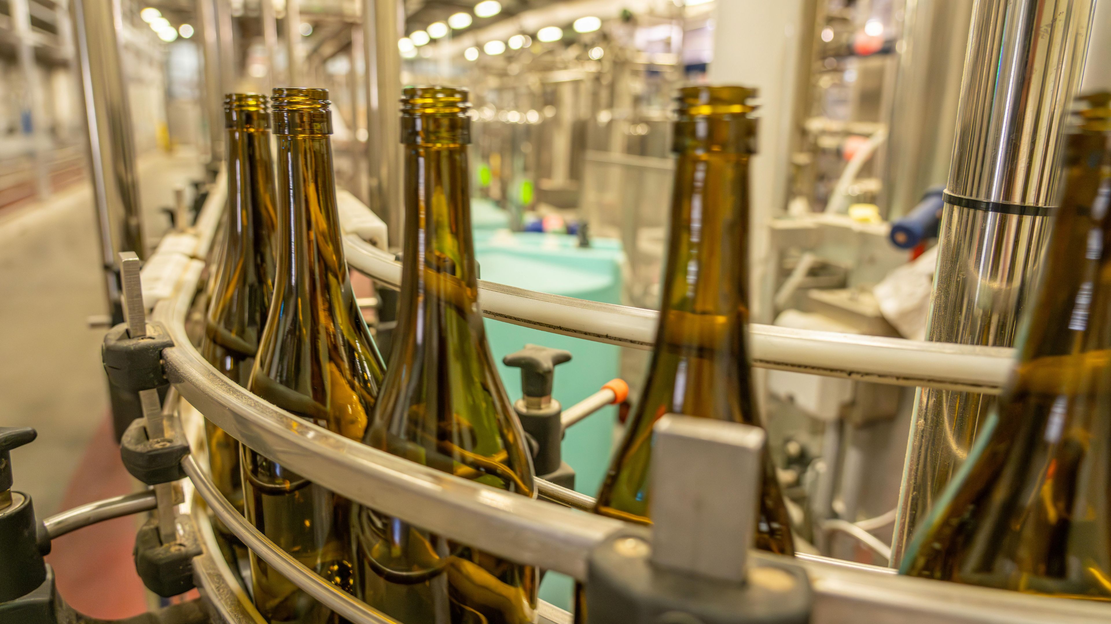 Glass bottles being manufactured