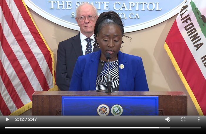 Asm. Rhodesia Ransom announcing an official audit of the Department of Water Resources during the Delta Caucus Press Conference