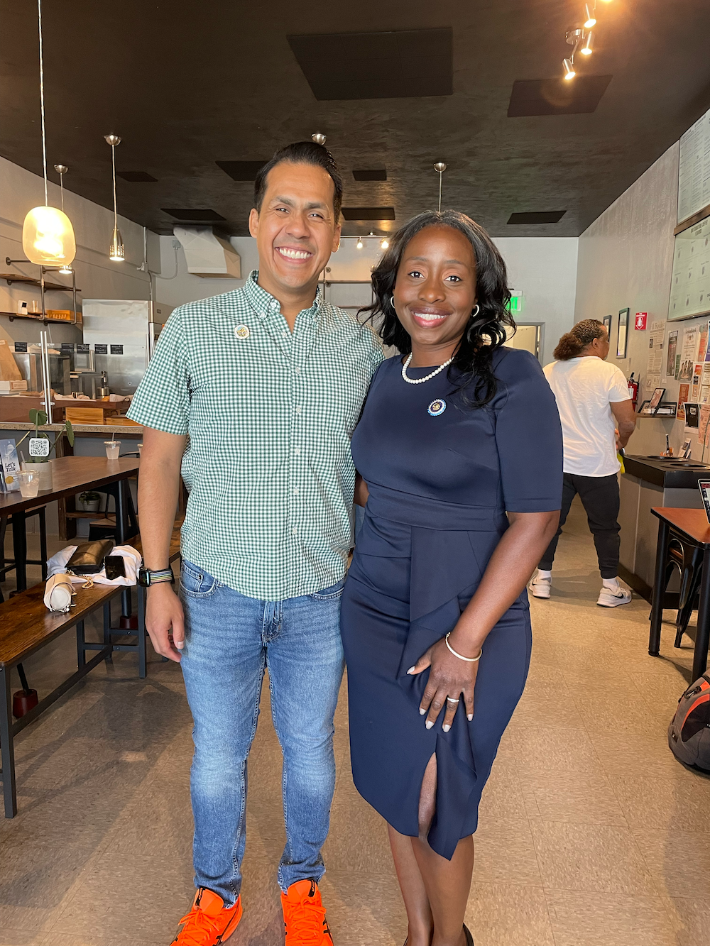 Assemblymember Rhodesia Ransom and councilmember Mario Enriquez