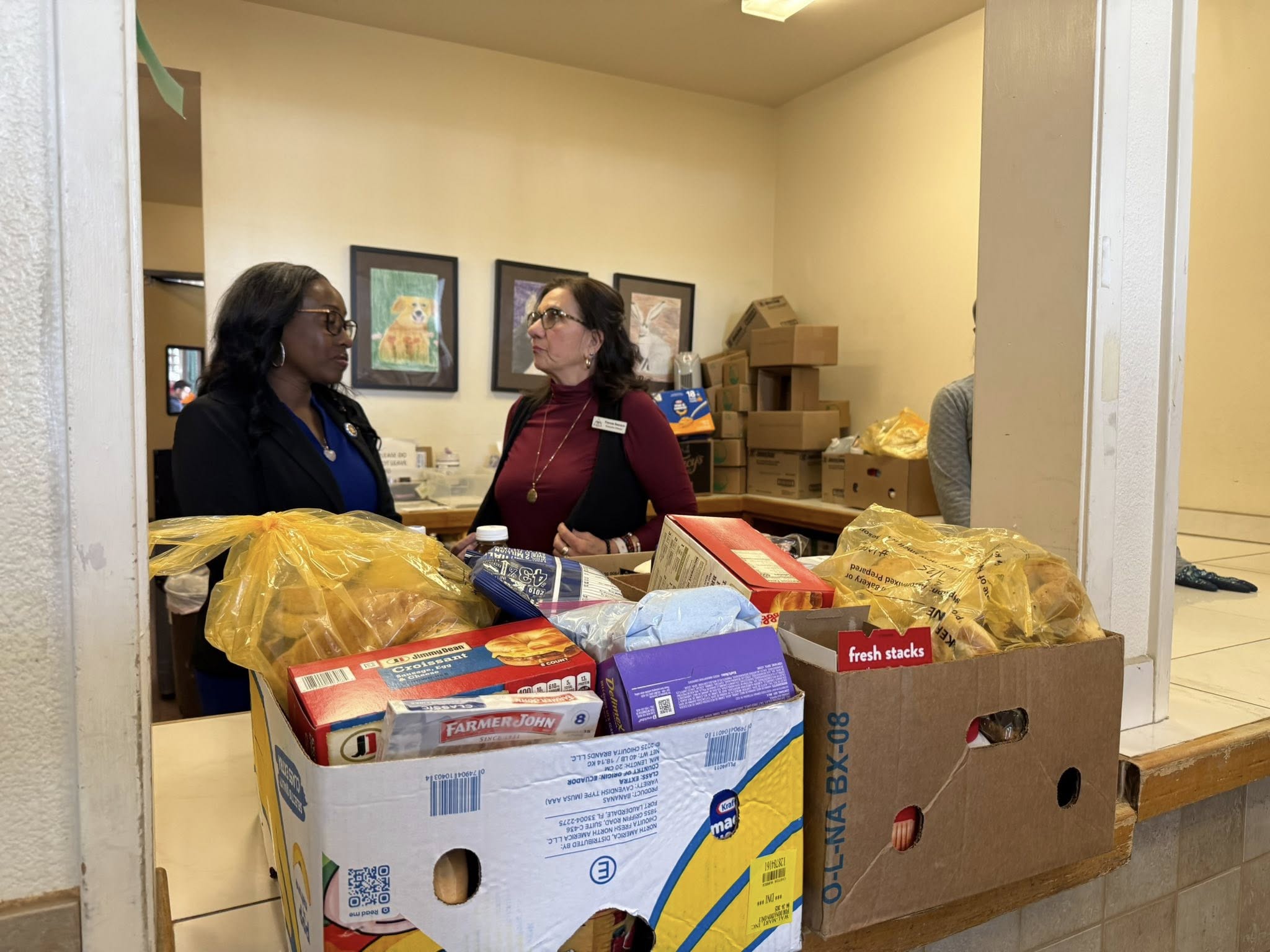 Assemblymember Rhodesia Ransom and executive director of Tracy Interfaith Ministries during the tour