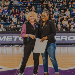 Asm. Ransom and Kristen during halftime of the Stockton Kings game.
