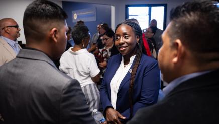 Community members from Stockton, Tracy, and Mountain House meeting with Assemblymember Rhodesia Ransom during Open House