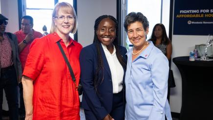 Assemblymember Rhodesia Ransom with Family Resource Center CEO Kay Rhustaller and Senator Susan Eggman at District 13 Open House in Stockton, California