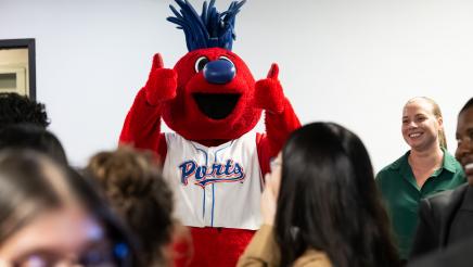 Splash, the Stockton Ports Baseball Club Mascot, at Assemblymember Rhodesia Ransom’s District 13 Open House in Stockton, California