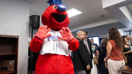 Splash, the Stockton Ports Baseball Club Mascot, at Assemblymember Rhodesia Ransom’s District 13 Open House in Stockton, California