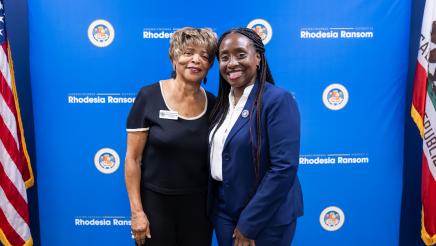 Assemblymember Rhodesia Ransom with Mountain House Vice Mayor during ribbon cutting ceremony at District 13 Open House in District 13.