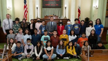 Elkhorn Elementary School on the Assembly Floor with Assemblymember Carlos Villapudua